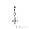 316L SURGICAL STEEL CLOVER DANGLE BELLY BUTTON NAVEL RING 